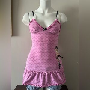 Pink Women's Betty Boop camisole with Cartoon Design